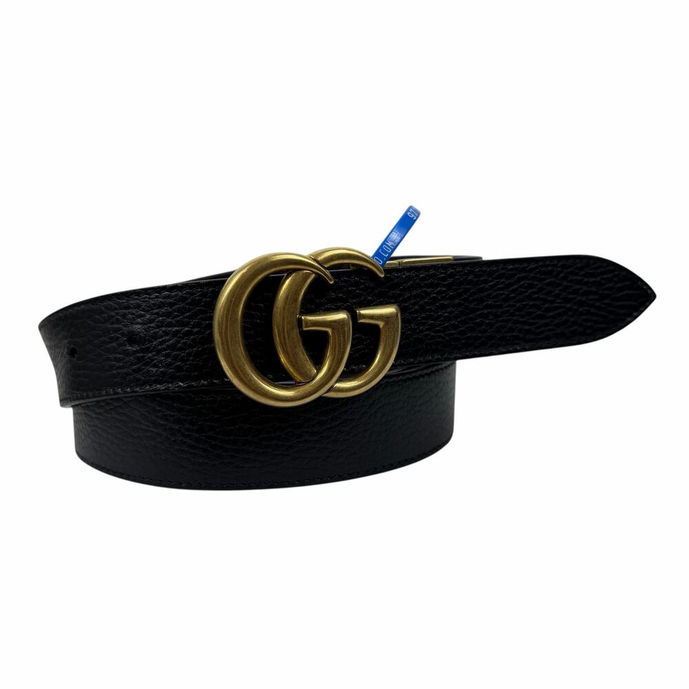 Gucci Double GG Reversible Leather Belt Black Brown Gold Buckle Size 120/ 48 - Picture 4 of 13